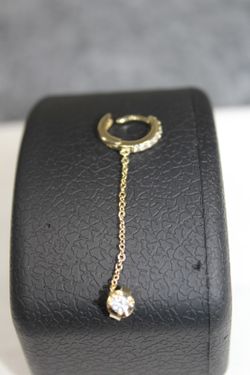 Gold Tone Hoop Dangle Earrings with Clear Stone