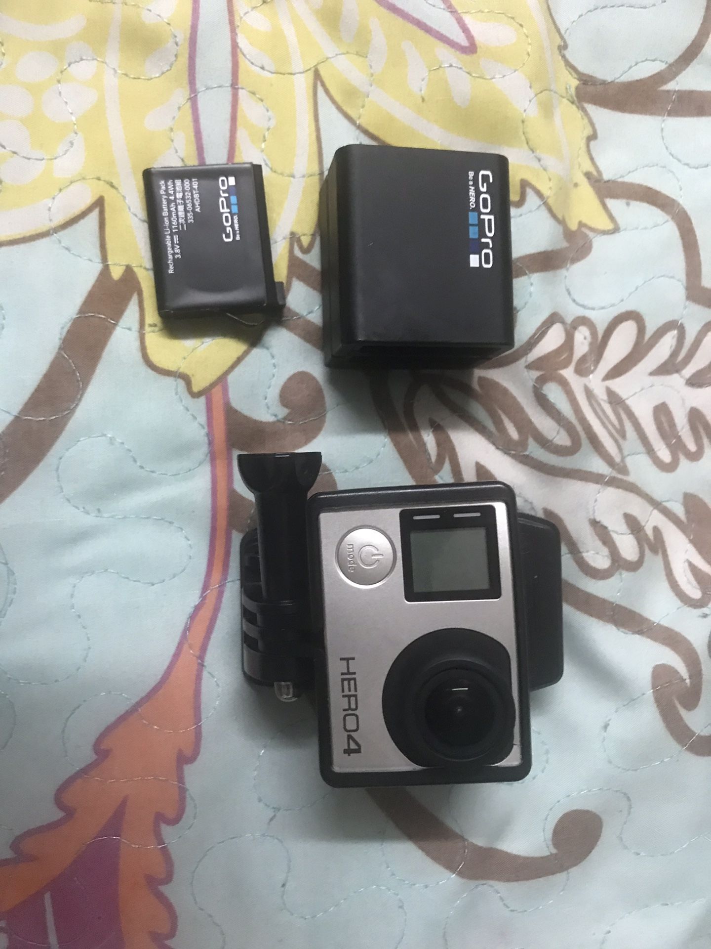 Gopro hero 4 black with extra 2 battery with accessories with a bag