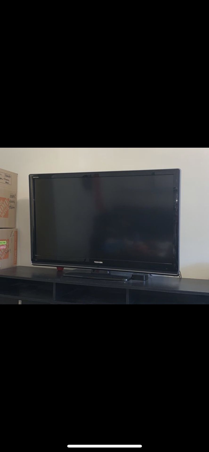 Large TV and Nice Universal Remote with Video Screen