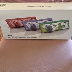 Wireless Keyboard And Mouse Pink 