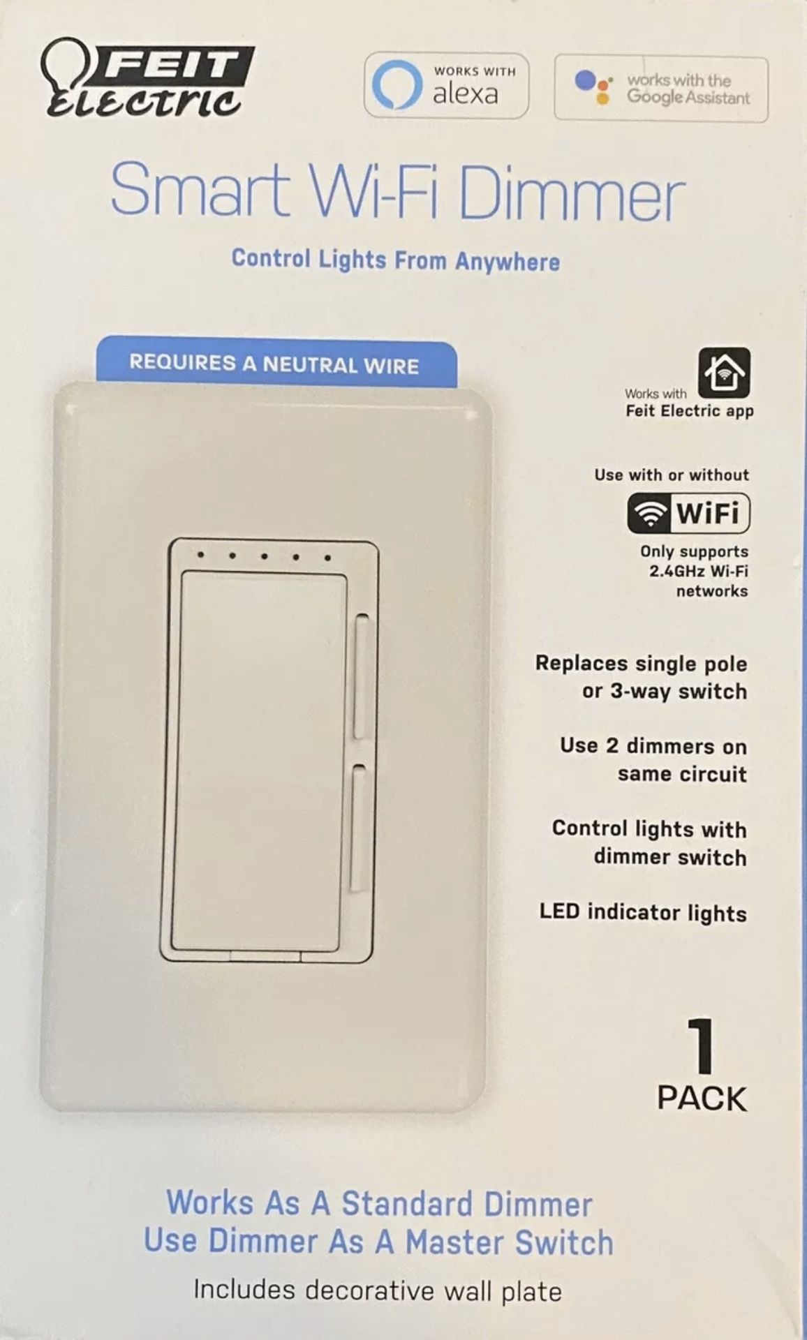 NEW Feit SMART Wi-Fi LED Light Dimmer 3-WAY Switch Amazon ALEXA GOOGLE HOME