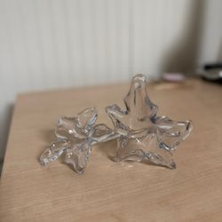 Vintage Hand Blown Glass Flower Figurines – Murano Style – Set of 2