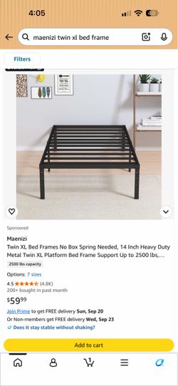 Maenizi Twin XL Metal Platform Bed Frame