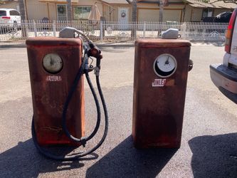 2 vintage gas pumps