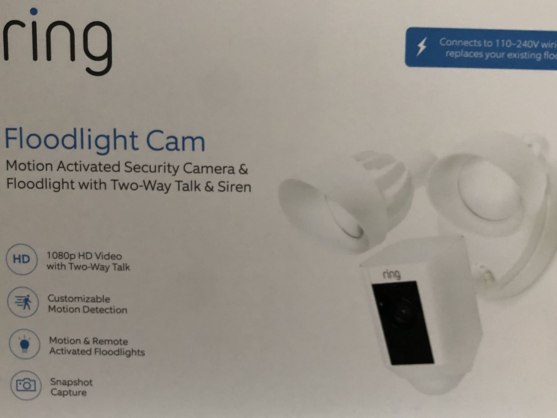 Brand New Ring Floodlight Cam in White