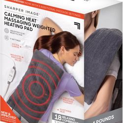 Sharper Image Weighted Heating Pad 9 Massaging Calming Heat Vibration 4lb 12x24