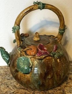 Antique Majolica teapot from the Victorian era (1(contact info removed)) 13x15"