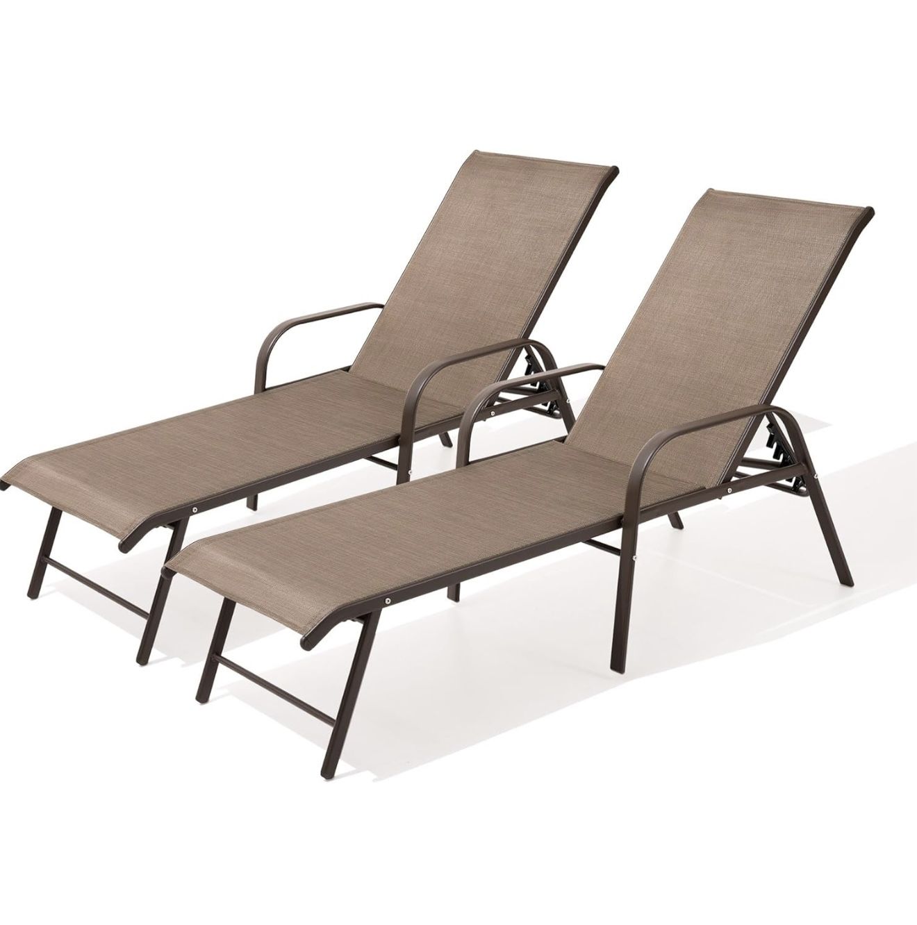 Brown Chaise Lounge Chair Outdoor Set of 2