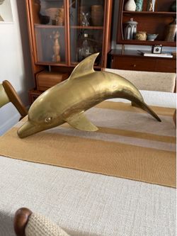 Vintage Large Brass Dolphin 21" long