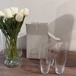 NIB Bomshbee Sloan Clear Stemless Champagne Flutes Set of *3*