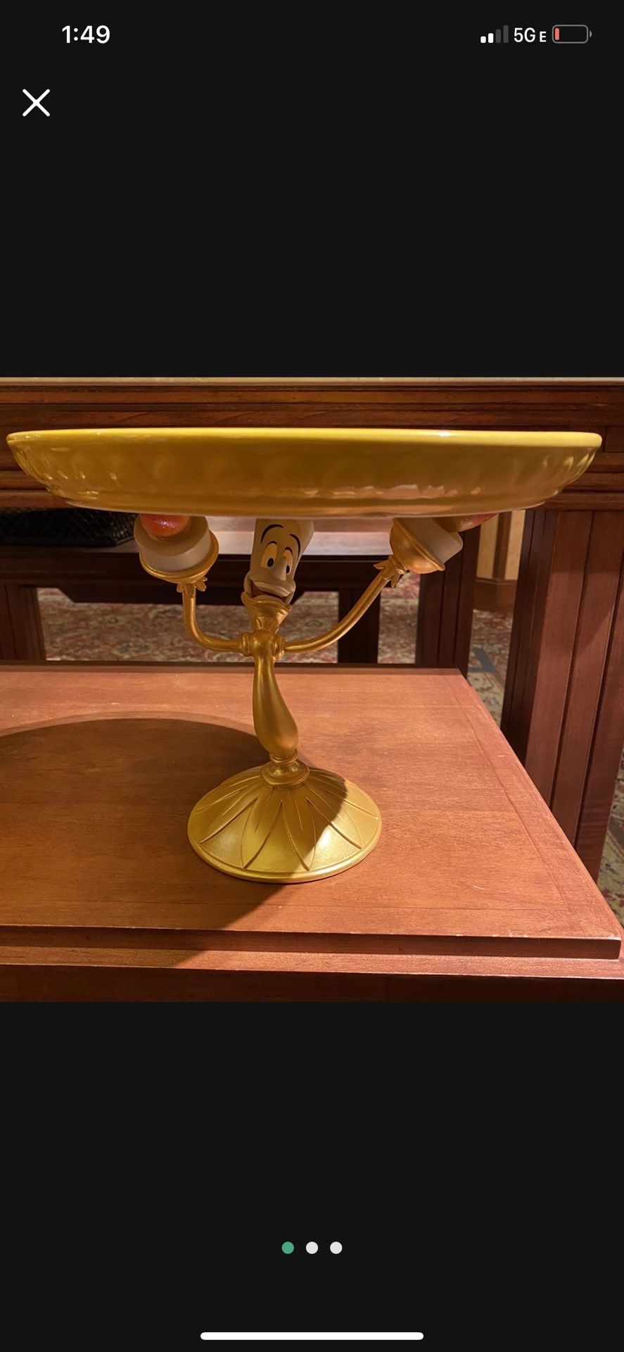 New Disney Limited Beauty & The Beast Lumiere Cake Stand Plate