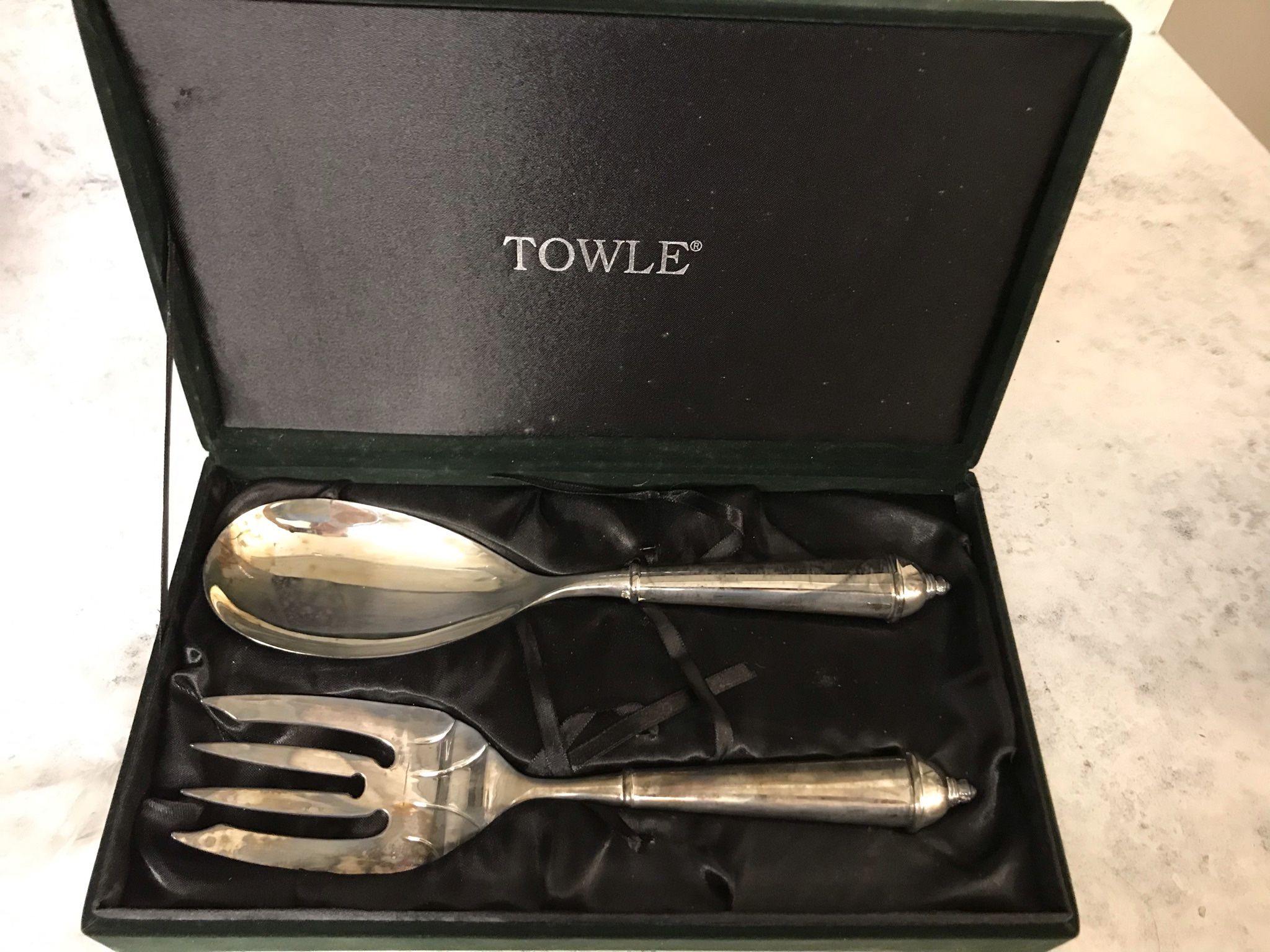 Vintage Silver Salad Serving Utensils By Towle
