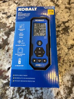 New Kobalt 200 ft Rechargeable Laser Distance Measurer
