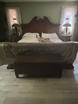 Antique Solid Wood Bed Frame - King size