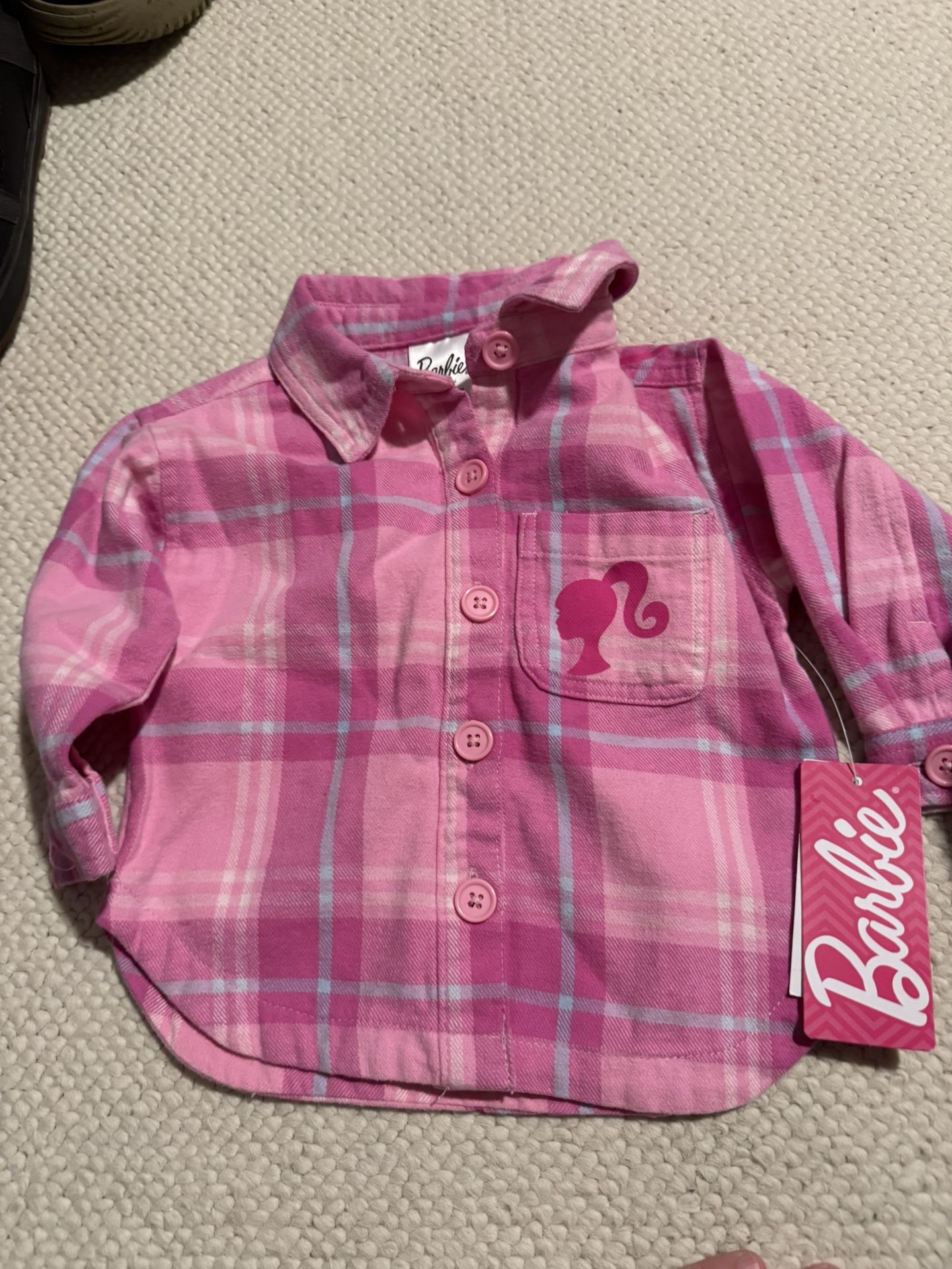 New Baby Girl 12 Months Barbie Plaid Shirt