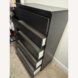 IKEA Malm dresser - 5 drawers, black/brown