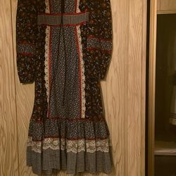 Vintage 1970 Prairie Gunne  Sax  Dress