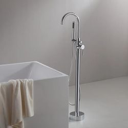 Brewst Brass Freestanding Single/Double Handle Tub Filler Faucet with Handshower