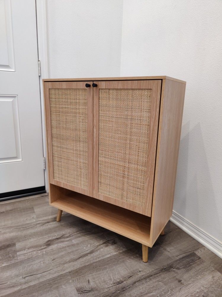Brand NEW Shoe Storage Cabinet 5-Tier with Rattan Door and Adjustable Shelves
