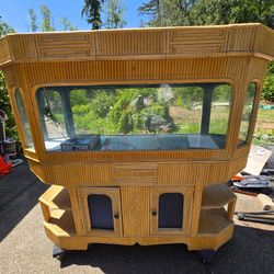 Vintage tiki rattan bamboo aquarium