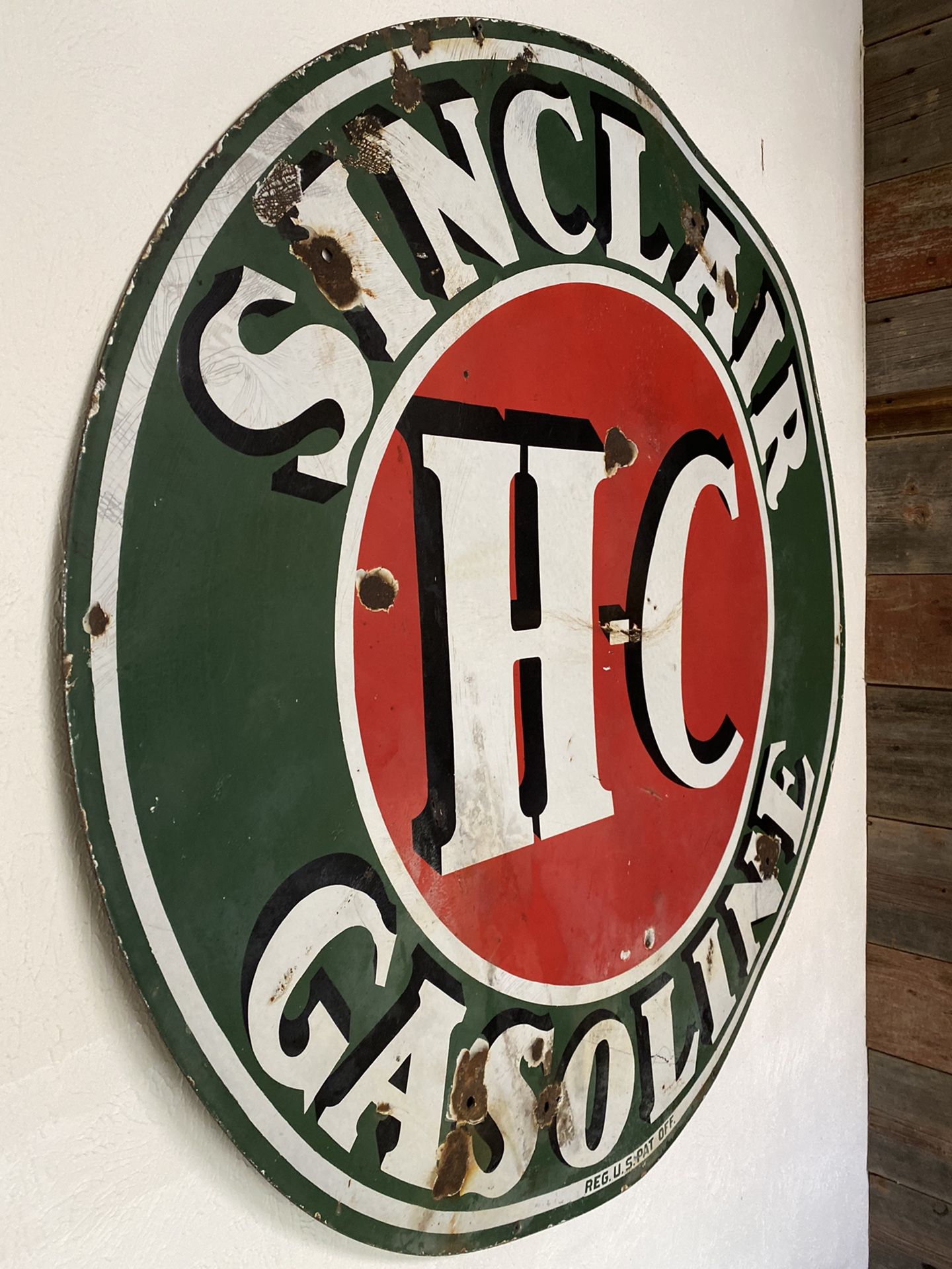 Vintage 1930s Sinclair porcelain Antique Gas Station Sign