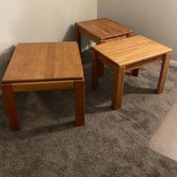 Three Wooden End And Coffee Tables 