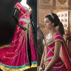 Disney Princess Jasmine XL Costume Women’s  Pink Gold Blue Polyester Cape