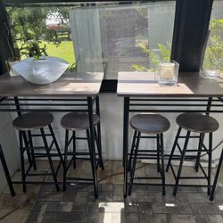 Bar Table With 2 Bar Stools. Pub Dining Height Table Set. 