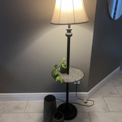 Stand Lamp With Matching Flower Vases 