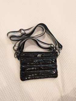 Think Rolyn Black Quilted Glossy Crossbody Bag