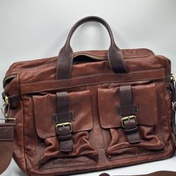 Gianni Conti Crossover Brown Leather Messenger Briefcase Bag Italy