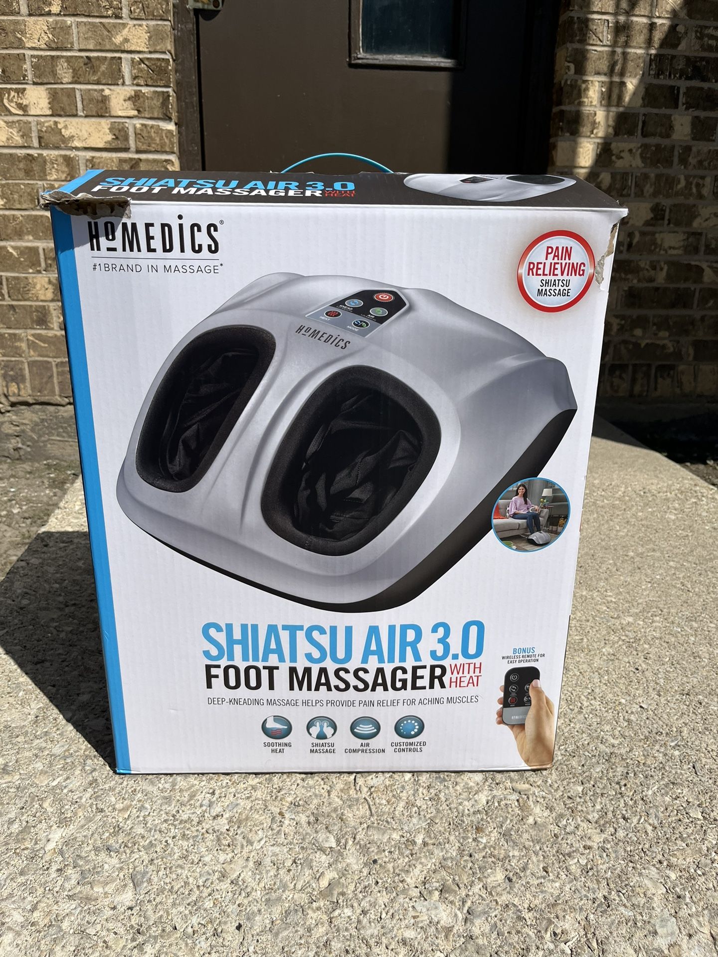 HoMedics Shiatsu Air 3.0 Red Foot Massager With Heat and remote