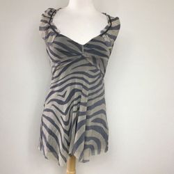 Anthropologie Weston Gray Zebra Mesh Tunic Tank Top Size Medium