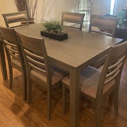 Grey Taupe Dining Set - 6 Chairs - Excellent Condition