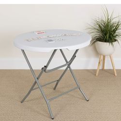 Kathryn Commercial Grade 2.63-Foot Round Granite White Plastic Folding Table$40