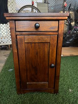 Wood Nightstand with Drawer and Cabinet