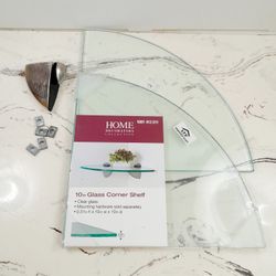 (2)Home Decorators Collection 10" Glass Corner Shelf