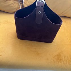 Vintage Suede Equestrian Style Caddy – Dark brown