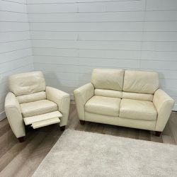 Italian leather couch and reclining chair