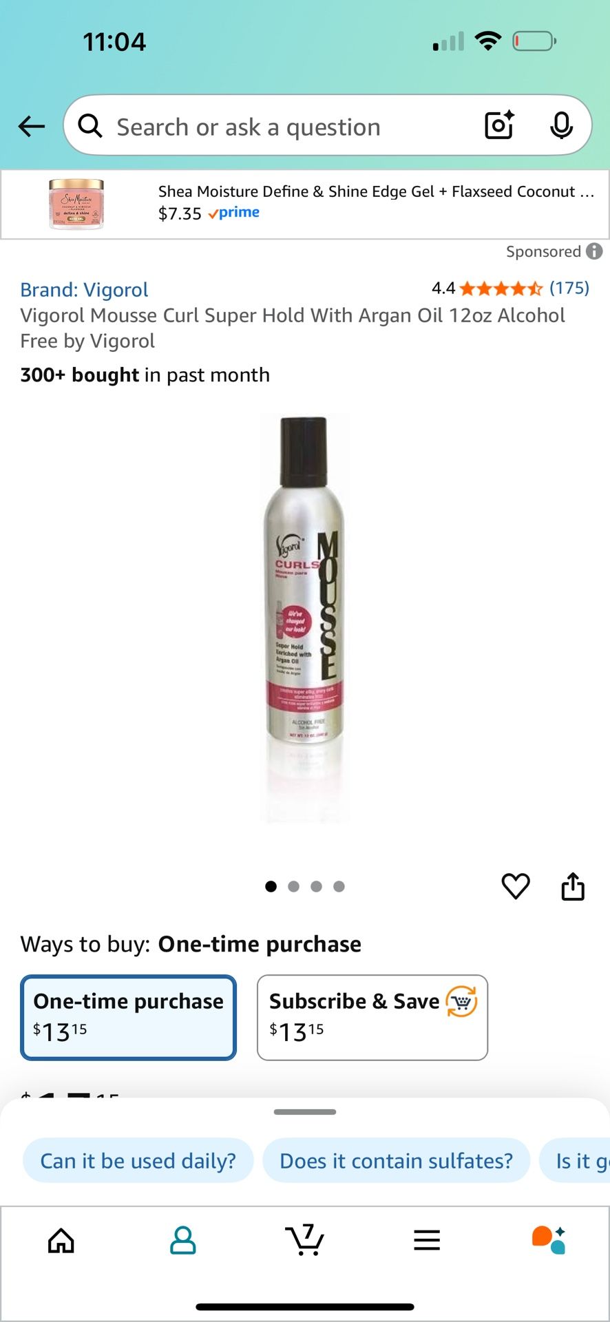 Vigorol Mousse Curl Super Hold With Argan Oil 12oz Alcohol Free.. Almost Full… Tried A Couple Of Times