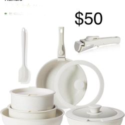 12 Pcs Pots and Pans Set Nonstick - Kitchen Cookware Set with Detachable Handle