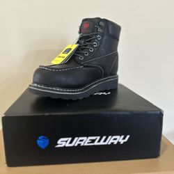 Sureway Men's Moc Toe Work Boots 601-Black Steel Toe