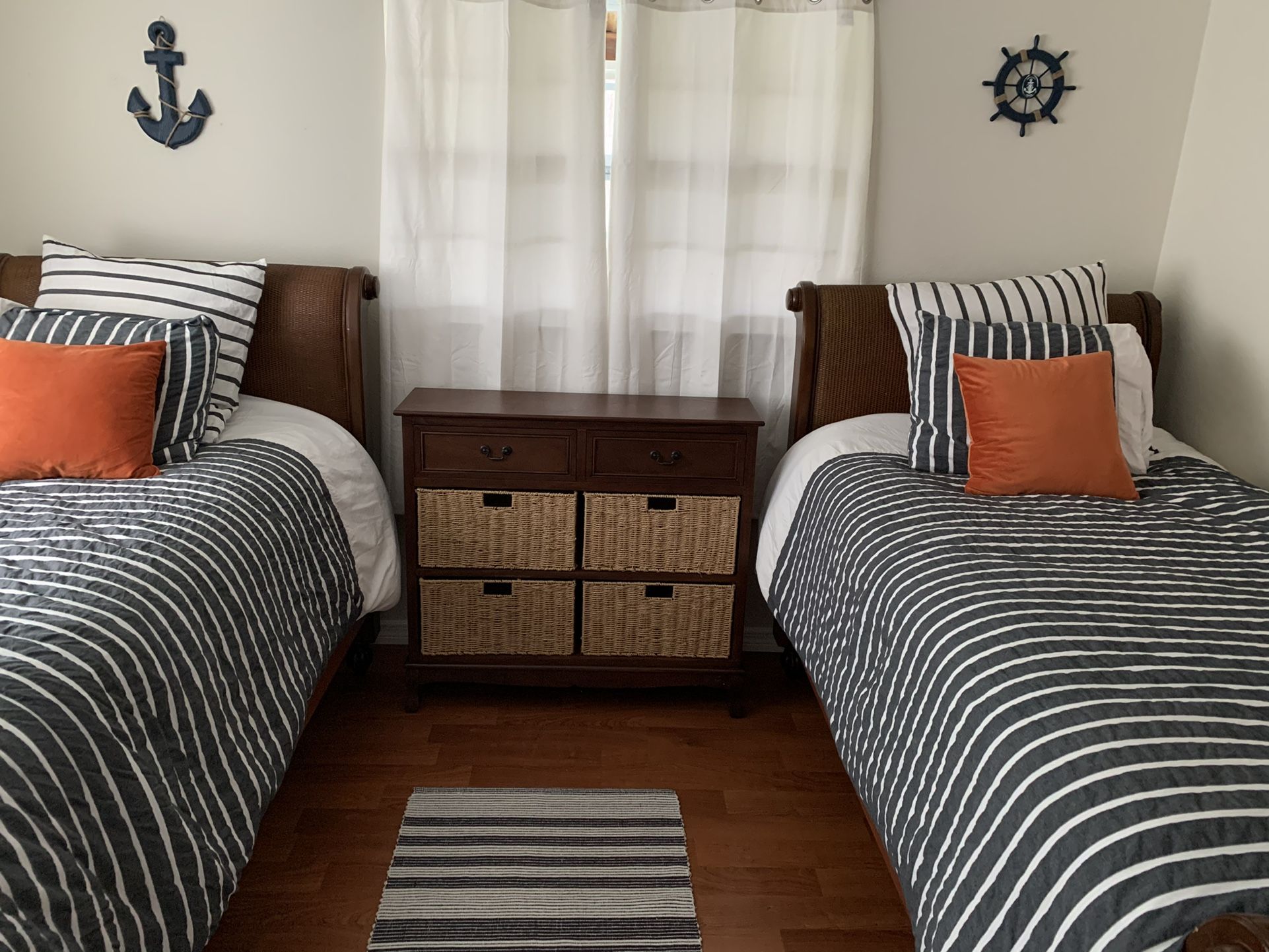 Twin Sleigh Beds Including Mattresses