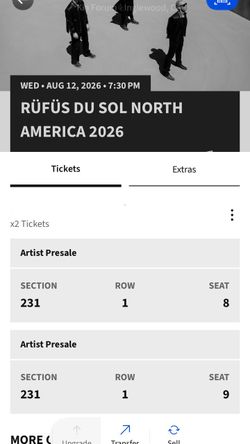 RUFUS DE SOL TICKETS 8/12