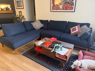 Blue sectional couch in great condition