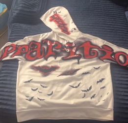Black white and red bat hoodie