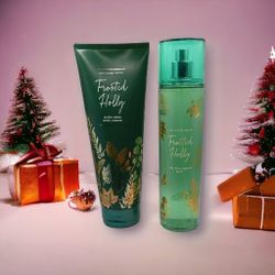 Frosted Holly by Bath and Body Works,  8 oz. Body Cream and 8 oz. Fine Fragrance Mist 