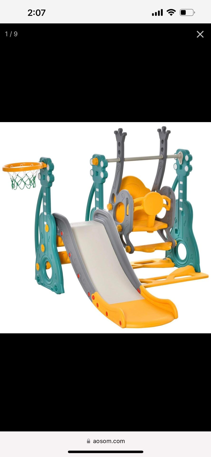 Basketball-Design Baby Slide and Swing Set for Toddlers with Ultra-Safety, Baby Playground Set, Fun Toddler Playset Exercise Toy & Indoor/Outdoor Toy 