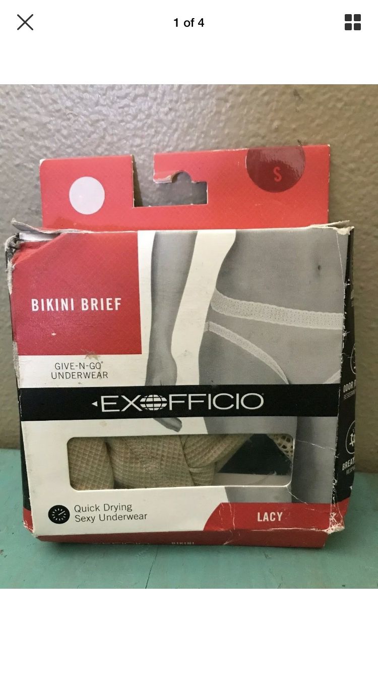 ExOfficio Women's S Give-N-Go Lacy Bikini Brief Quick Dry Sexy Underwear - NUDE