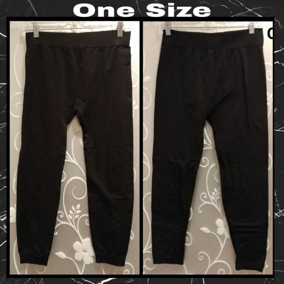 LOT OF 2 WOMENS BLACK LEGGING TIGHTS ONE SIZE
